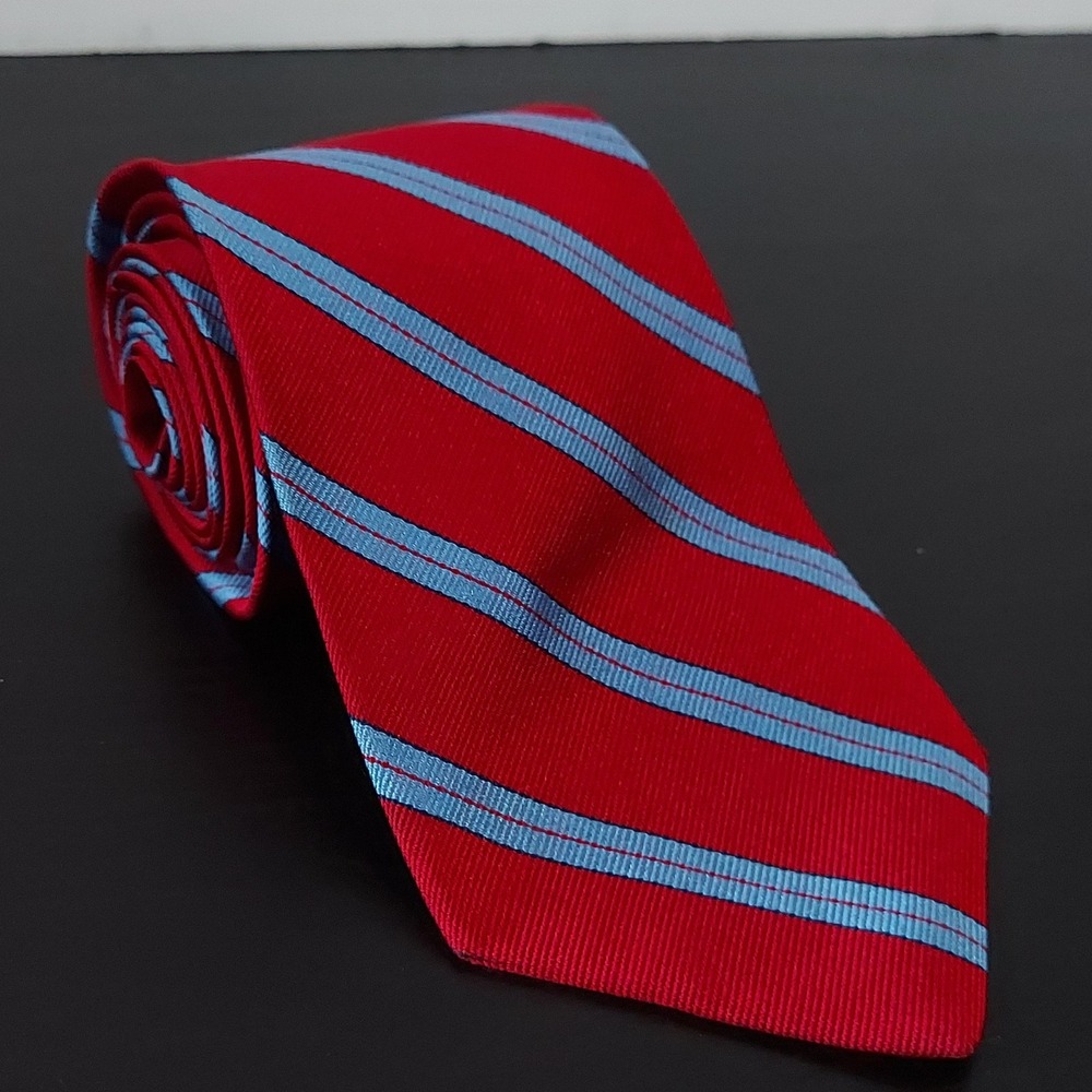 Brooks Brothers Tie Mens Red Blue All Silk Stripe Classic Business Repp Made USA